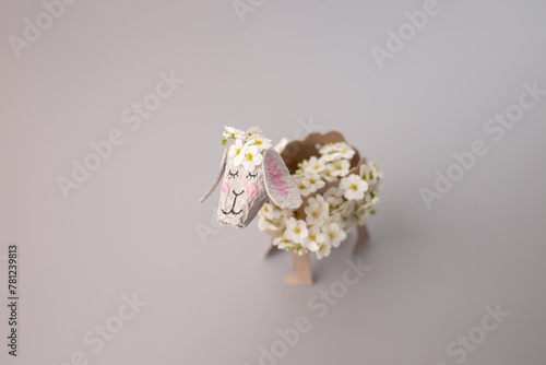 craft sheep made from empty rolls of toilet paper, simple idea for gift, top angle view