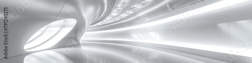 serene white corridor reflecting a seamless futuristic architectural concept
