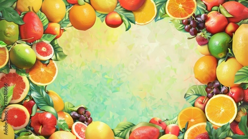 Fresh fruit background with copy-space. Freshness. Summer time. Desktop wallpaper