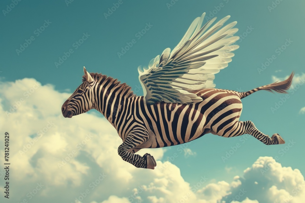 Fototapeta premium Magical Zebra Wings in Flight