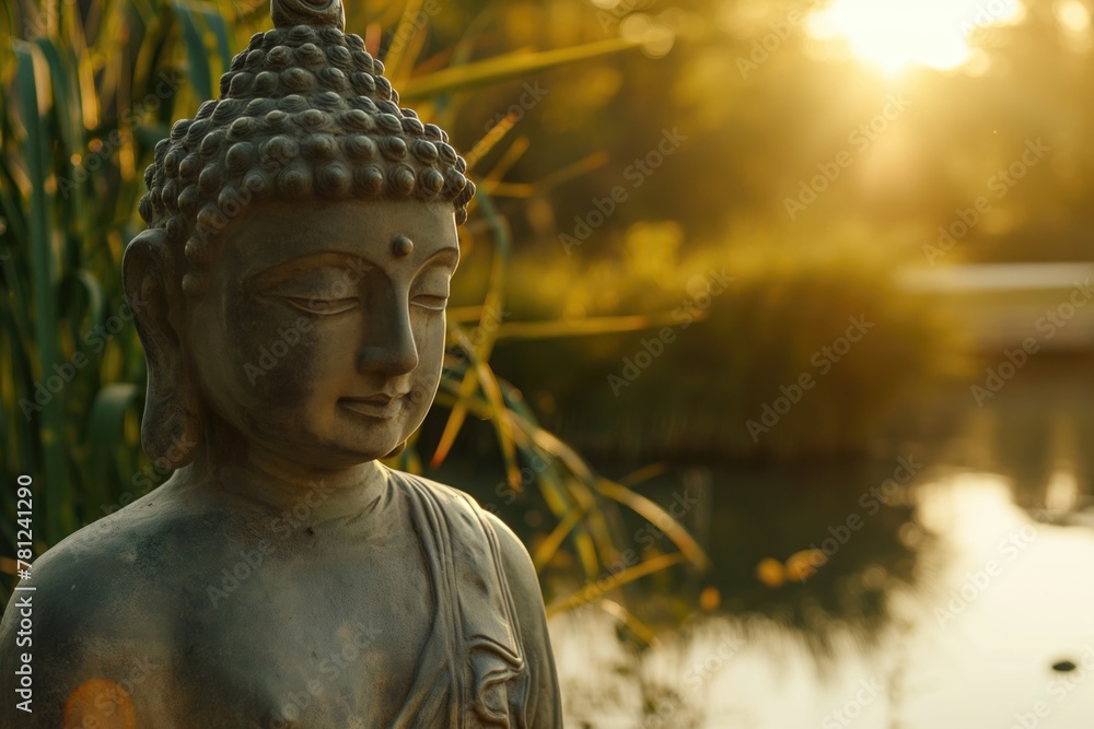 Enlightened Serenity: Buddha's Tranquil Moment at Dusk