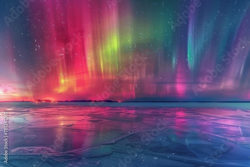 Aurora Borealis' Luminous Arc Over a Tranquil Icy Expanse © Ilia Nesolenyi