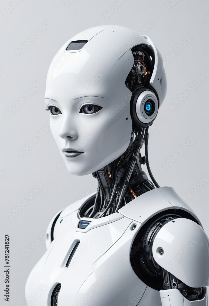 a Futuristic robot, minimalism, white studio setting in editorial photography, hyper realistic a Futuristic robot, minimalism, white studio setting in editorial photography, hyper realistic