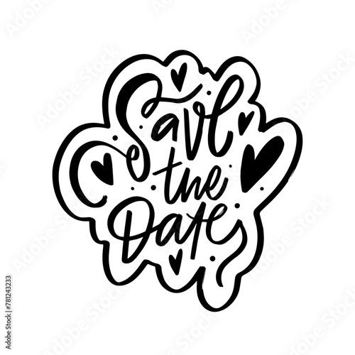 Save the date phrase in black text on a white background, perfect for wedding invitations.