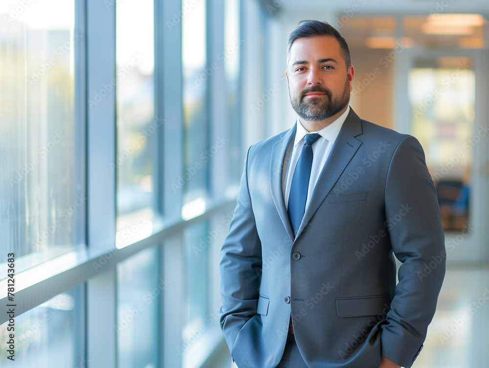 Portrait of a smiling elegant successful boss. Professional business man with suit and beard Portrait of a smiling elegant successful boss. Professional business man with suit and beard