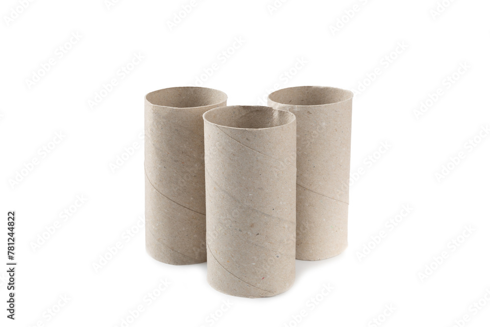 Empty toilet paper roll. Empty toilet paper rolls for the toilet, isolated on a white background. Paper tube of toilet paper. Empty toilet paper roll. Empty toilet paper rolls for the toilet, isolated on a white background. Paper tube of toilet paper.