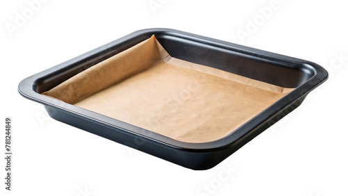 Black tray on baking sheet isolated on transparent background