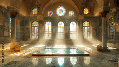 marble interior of a historical Turkish bath