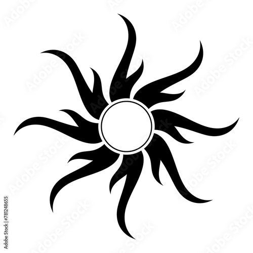Abstract black vortex icon and logo. Abstract sun sign. Modern vector illustration isolated on white background.