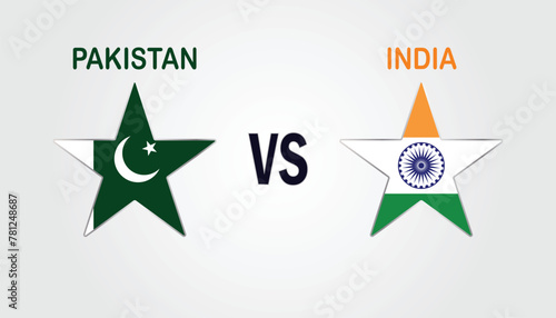 Pakistan VS India, Cricket Match concept with creative illustration of participant countries flag Batsman and Stars isolated on white background. PAK VS IND