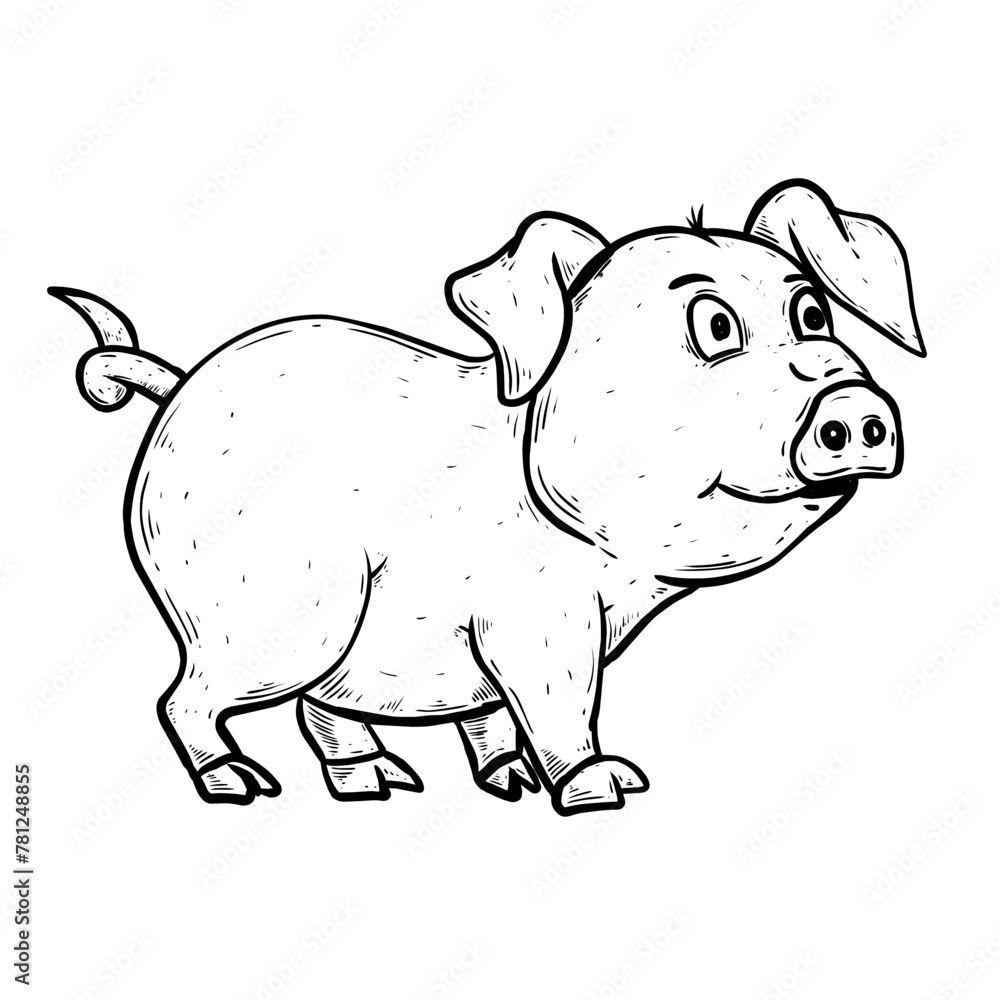 Line illustration of a pig Line illustration of a pig