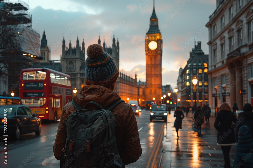Obraz premium Big Ben and red double decker bus. Lifestyle travel photo in London, England.