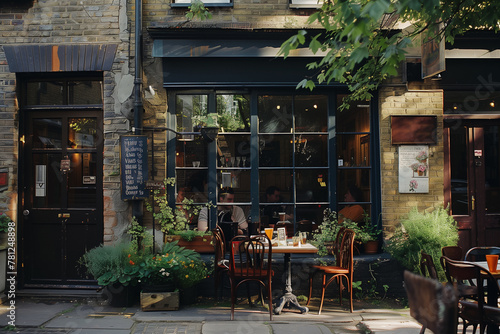 view of restaurant in London evening. travel photo in  London, England.