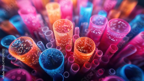 Abstract colorful background with pipes or cocktail sticks. Generative AI