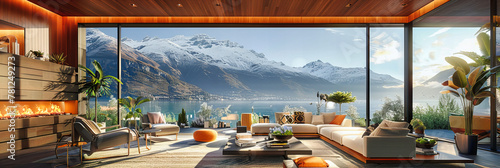 Mountain Retreat with a Scenic Terrace Overlooking the Lake, Offering a Perfect Blend of Modern Design and Natural Beauty