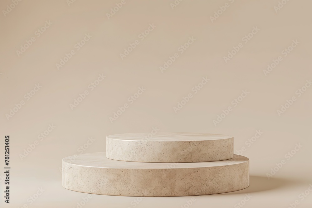 Two Round Podiums for Cosmetic, Soap, Items Presentation. Abstract Minimal Geometric Pedestal. Cylinder Two Forms, Soft Shadow. Product Object Show Scene. Showcase, Display Case. Beige Stand Backdrop Two Round Podiums for Cosmetic, Soap, Items Presentation. Abstract Minimal Geometric Pedestal. Cylinder Two Forms, Soft Shadow. Product Object Show Scene. Showcase, Display Case. Beige Stand Backdrop