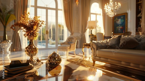 Step into the luxurious interior of a house, where elegance reigns supreme in every meticulously designed room.