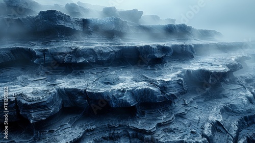  A cluster of stones submerged in a water body with rising vapor from their peak