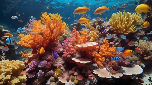 "Dive into the Depths: Vibrant Coral Reefs Teeming with Tropical Fish in Egypt."