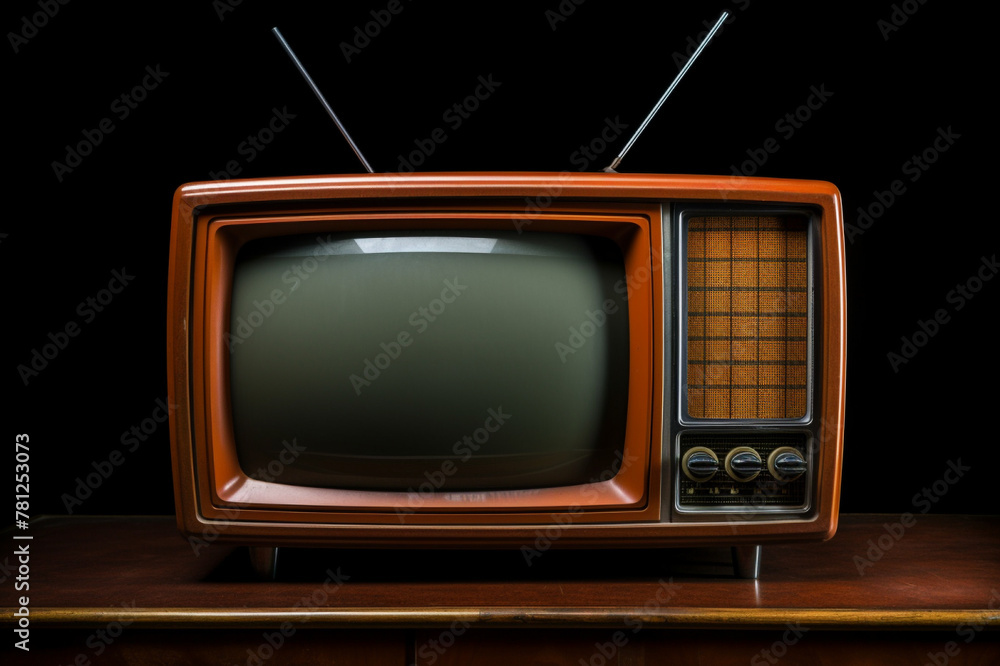 An old fashioned television sitting on top of a wooden table, Generative AI