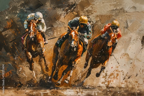 derby event, Horse racing, jockey riding a horse on the track illustration photo
