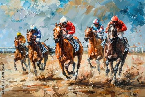 derby event, Horse racing, jockey riding a horse on the track illustration