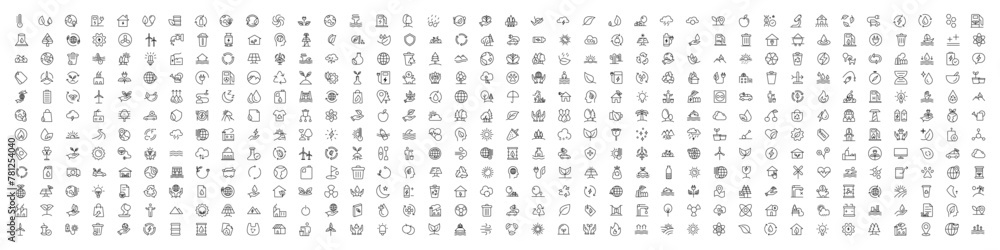 Mega set of ecology icons in trendy line style. Big set Icons collection. Vector illustration Mega set of ecology icons in trendy line style. Big set Icons collection. Vector illustration