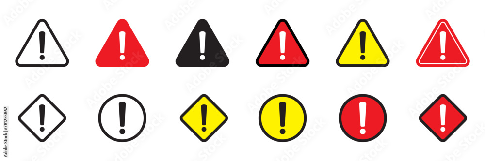Caution signs. Danger, warning sign, attention sign. Danger icon, warning icon, attention icon.