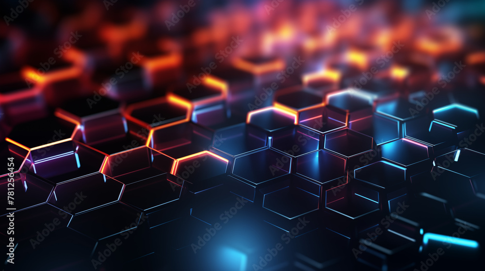 Obraz premium Cybernetic Hexagon Network Background