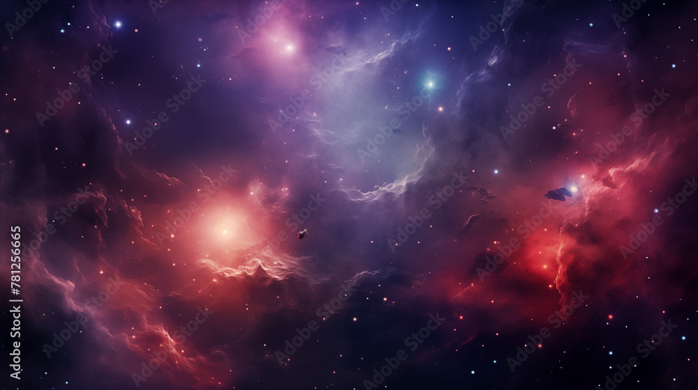 Interstellar Cloudscape with Celestial Lights and Colors Interstellar Cloudscape with Celestial Lights and Colors