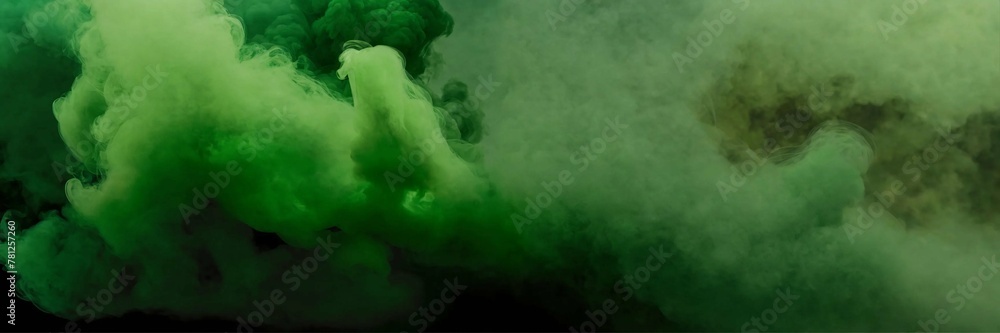 Fototapeta premium Smoke green background dark earth light smell toxi.