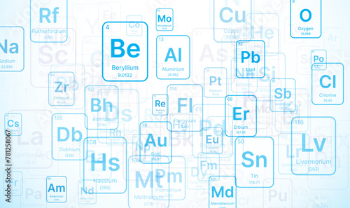Periodical Chemical Elements on White Background. Education Science Backdrop. Vector Illustration.