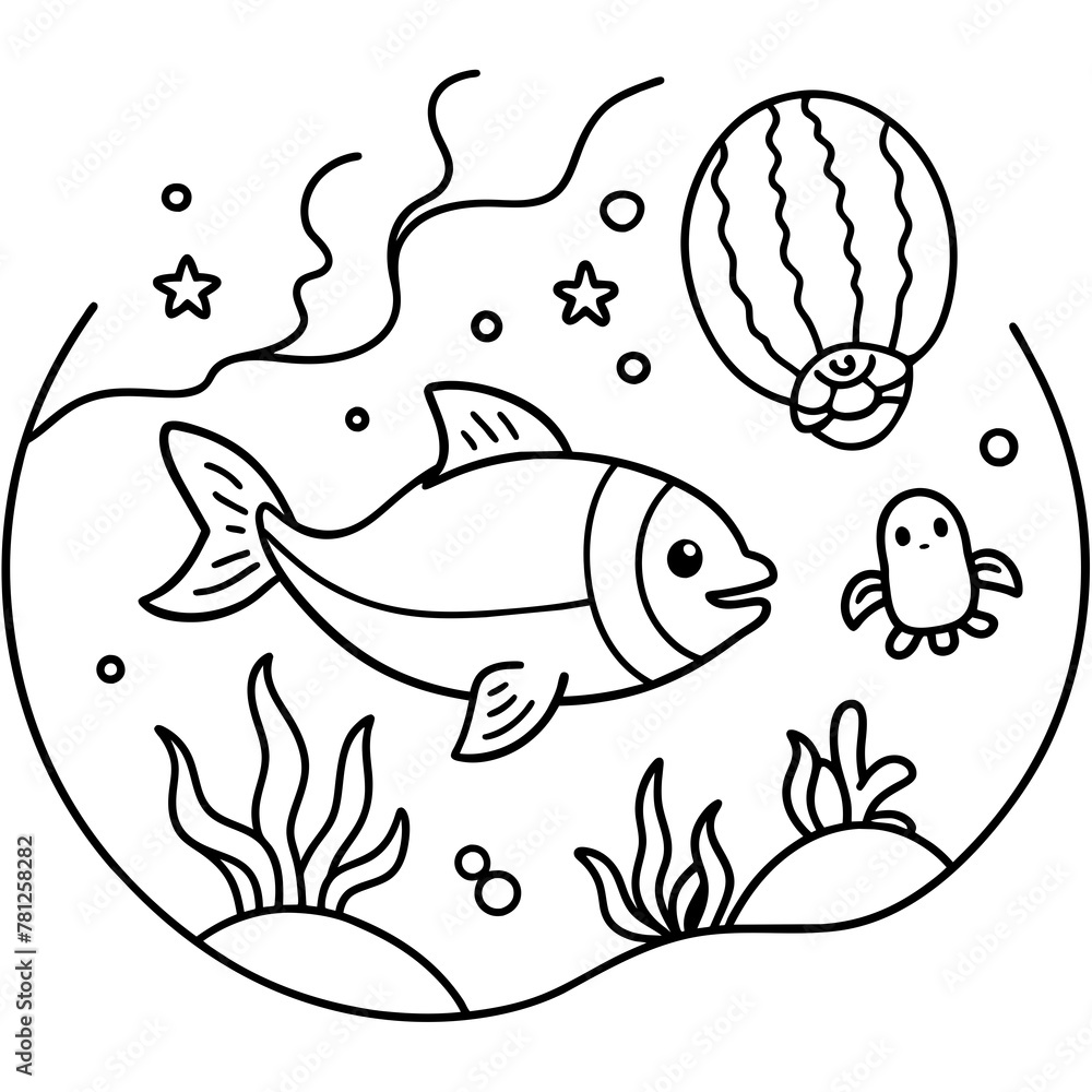 Fototapeta premium whimsical underwater world vector illustration. 