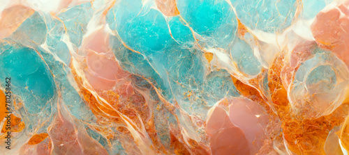 Abstract turquoise and peach color marble background  © Oleksandr Blishch