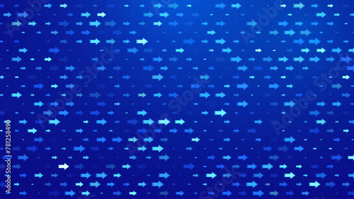 Digital Arrows Moving Forward Background. Blue Arrows Pattern. Abstract High-Speed Data Flow. Dynamic Movement Technology Pattern for Banner or Poster Design Concept. Vector Illustration.