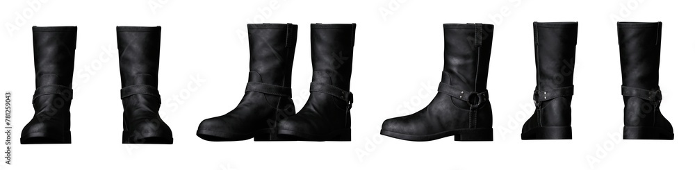 biker leather boots isolated