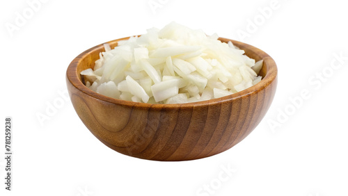 Wallpaper Mural White chopped onion in a wooden bowl isolated on transparent background Torontodigital.ca