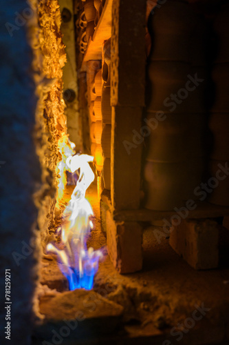 Traditional Indo Moroccan pottery firing process photo