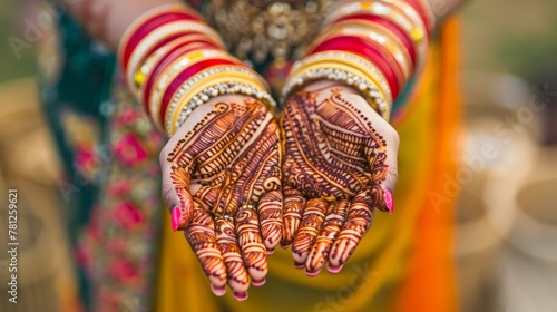 Person displaying intricate henna design on hand