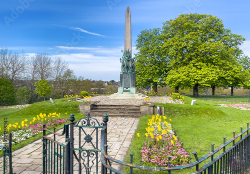 Wide view of historical Bromley War Memorial on Martin's Hill, of those who served the King of United Kingdom in the great war 1914 - 1918 in London © cristianbalate