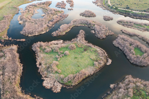 Aerial view of Ciguera River meandering through Ciudad Real photo