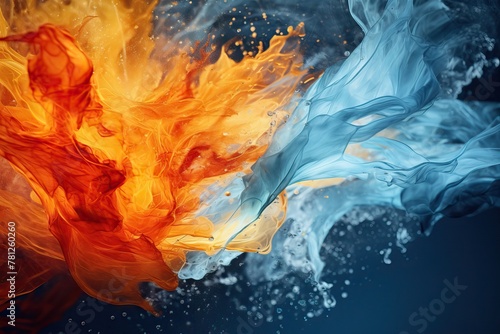 Fire and water connection background, representation of elements