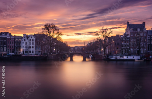 Serene twilight over Amsterdam canals