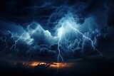 Menacing Storm Cloud With Intense Lightning Strikes. Generative AI