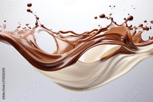 Chocolate Splash on White Background. Generative AI photo