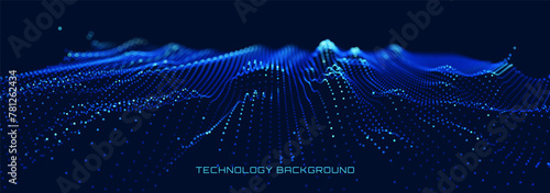 Colorful Blue Sound Wave Ripple Digital Equalizer Design. Big Data Audio Visualization. Digital Water Drop Waves Concept. Vector Illustration. Audio Track Particles Ripple Wave Effect.