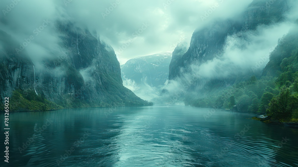 Fototapeta premium Norway's beautiful fjords cut deep into the rugged coastline. For adventure seekers and nature lovers