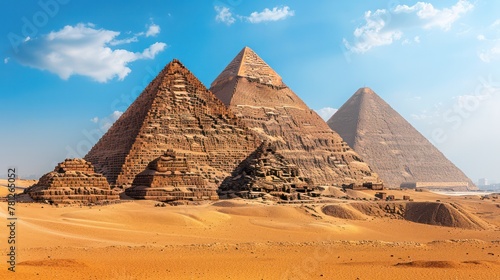 Mysterious charm of the Egyptian pyramids rises from the sand. Stands as a testament to the power and ingenuity of ancient civilizations.