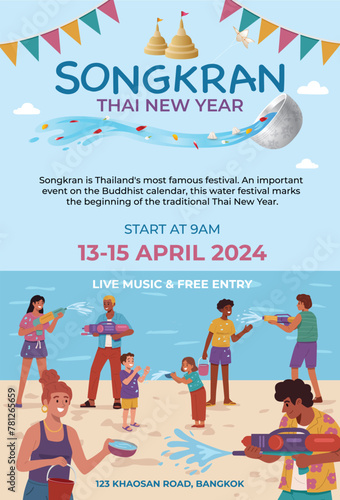 Poster template for Songkran Thailand's Water Festival © rexandpan