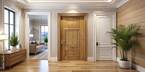 wooden modern molding doors design. entering indoors photo